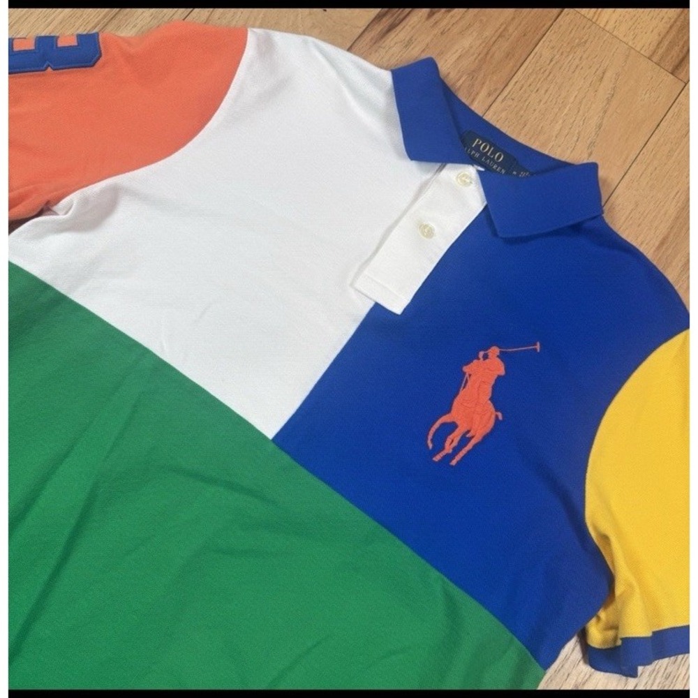 Polo Ralph Lauren Color Block Big Pony Polo Shirt Mens XXL Classic Fit Preppy
